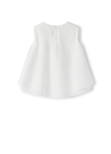 Flowers Embroidery Shirt | White/Salvia