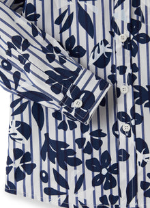 Striped Shirt with Floral Pattern | Blue