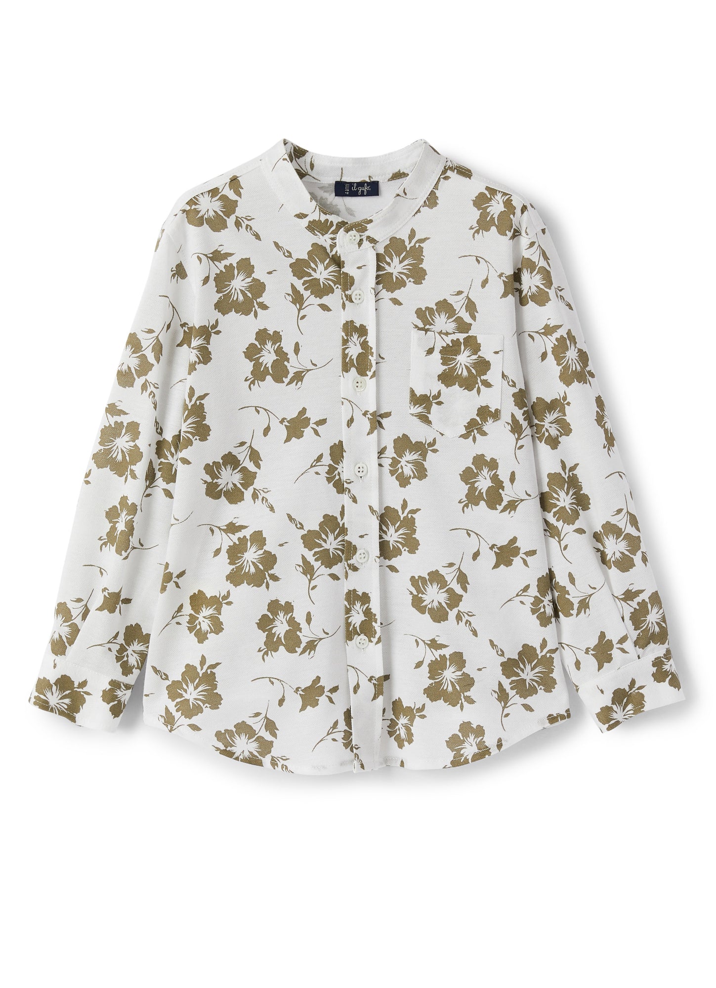 Shirt with Floral Pattern And Mandarin Collar | Crocodile