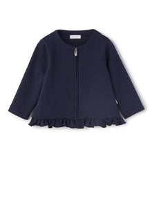 Collarless Cotton Jacket with Zip | Blue