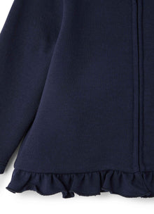 Collarless Cotton Jacket with Zip | Blue