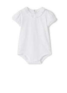 Body T-Shirt with Cotton Voile Collar | White/White