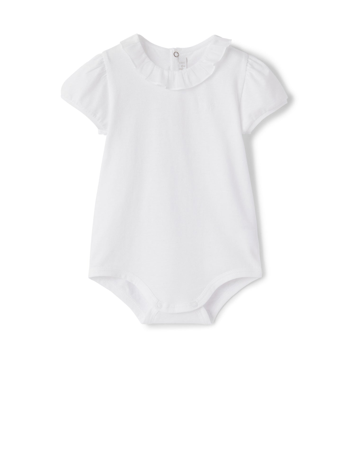 Body T-Shirt with Cotton Voile Collar | White/White