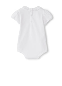 Body T-Shirt with Cotton Voile Collar | White/White
