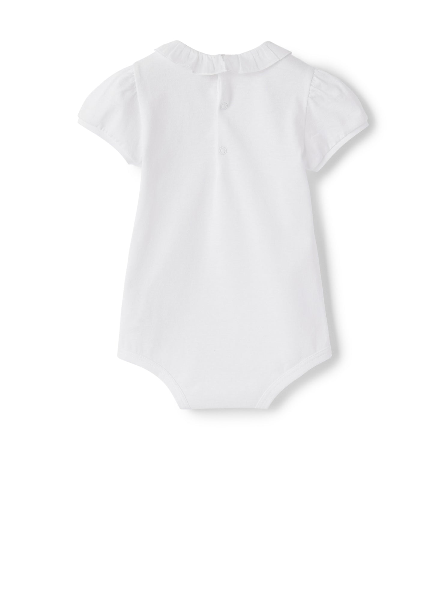 Body T-Shirt with Cotton Voile Collar | White/White