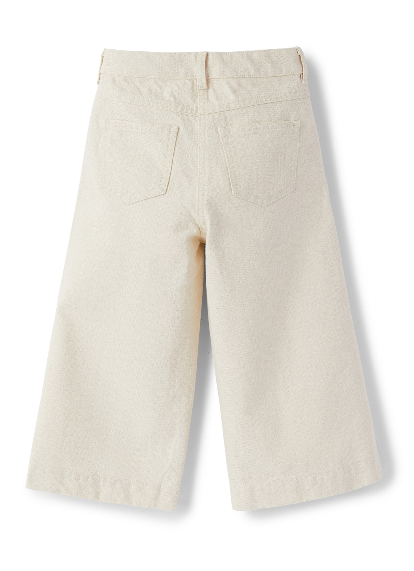 Linen Blend Denim Capri Trousers | Shell White