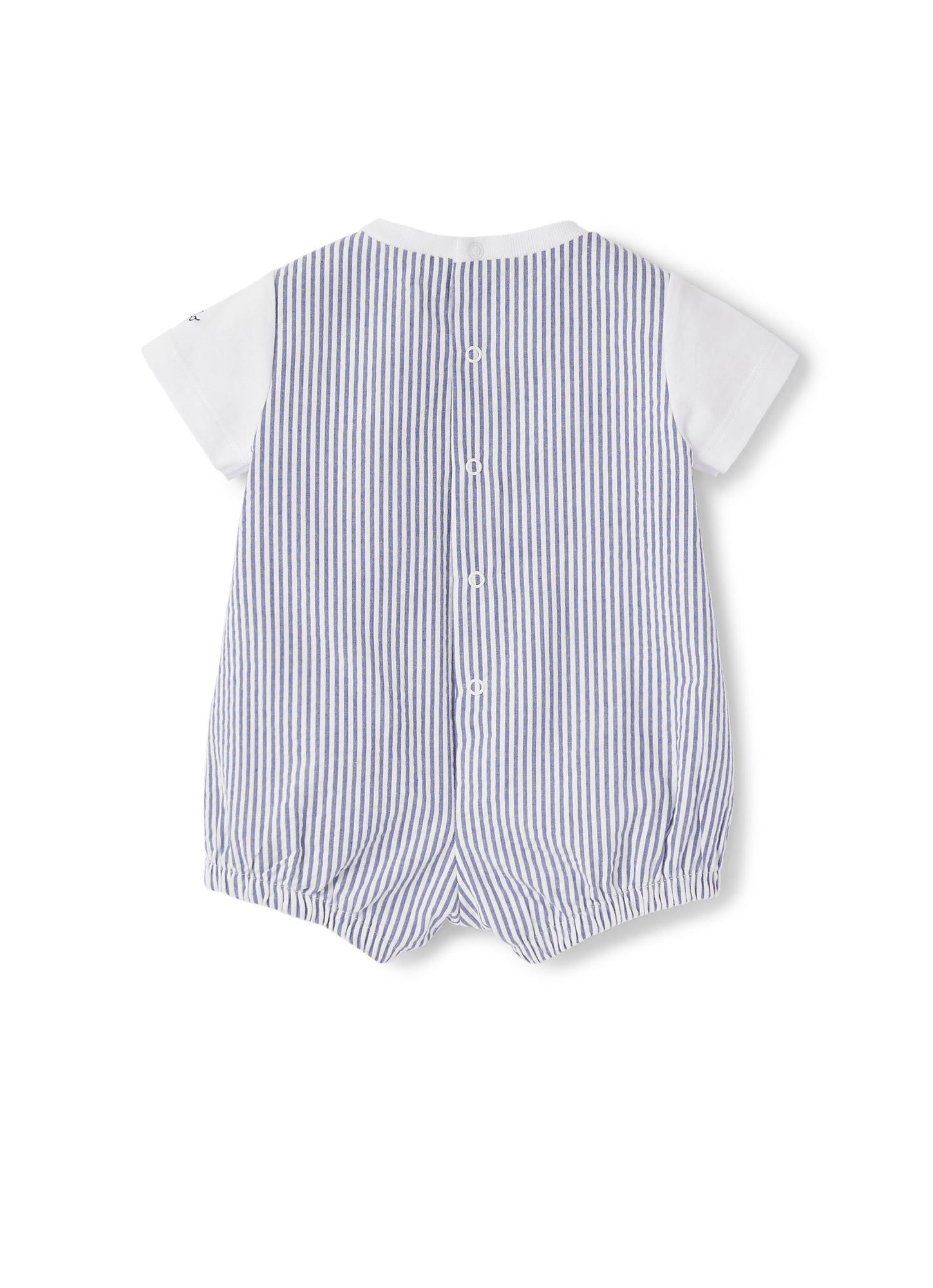 Striped Romper with Toucan | Blue Denim
