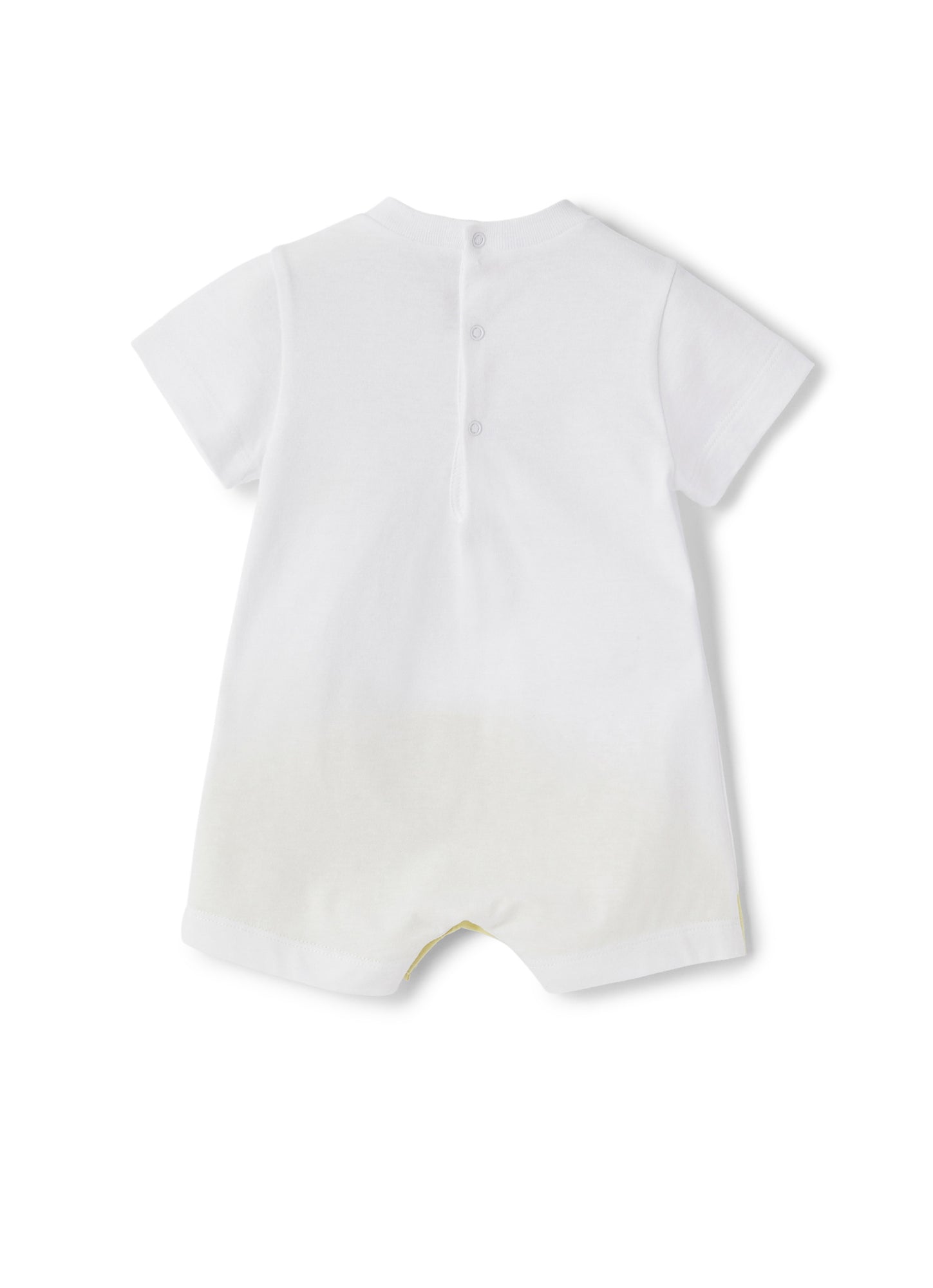 Bi-Color Romper with Palm Tree Application | White/Chick Yellow