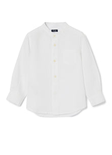 100% Linen Korean Shirt | White