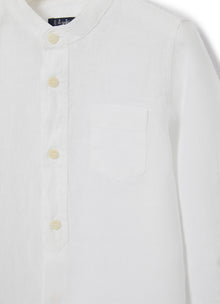 100% Linen Korean Shirt | White