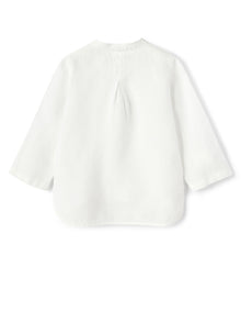 100% Linen Guru Shirt | Bianco/Celeste Scuro