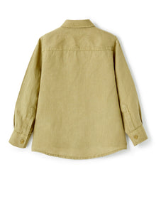 Khaki Linen Regular Fit Shirt | Cachi
