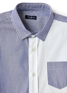 Striped Patchwork Design Shirt | Blue Denim/Avio