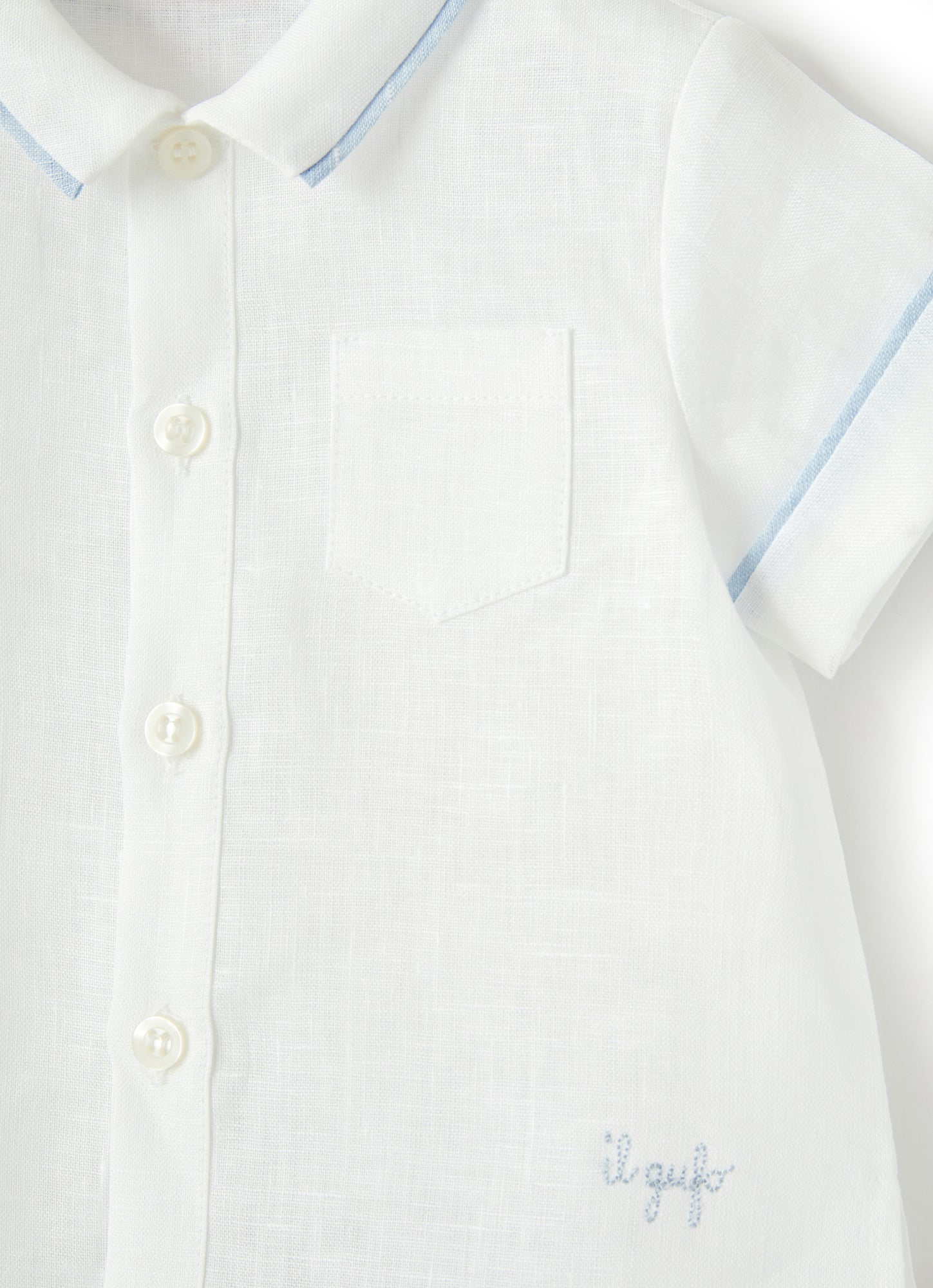 100% Linen Two-Piece Suit | White/Powder Blue