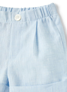 100% Linen Two-Piece Suit | White/Powder Blue