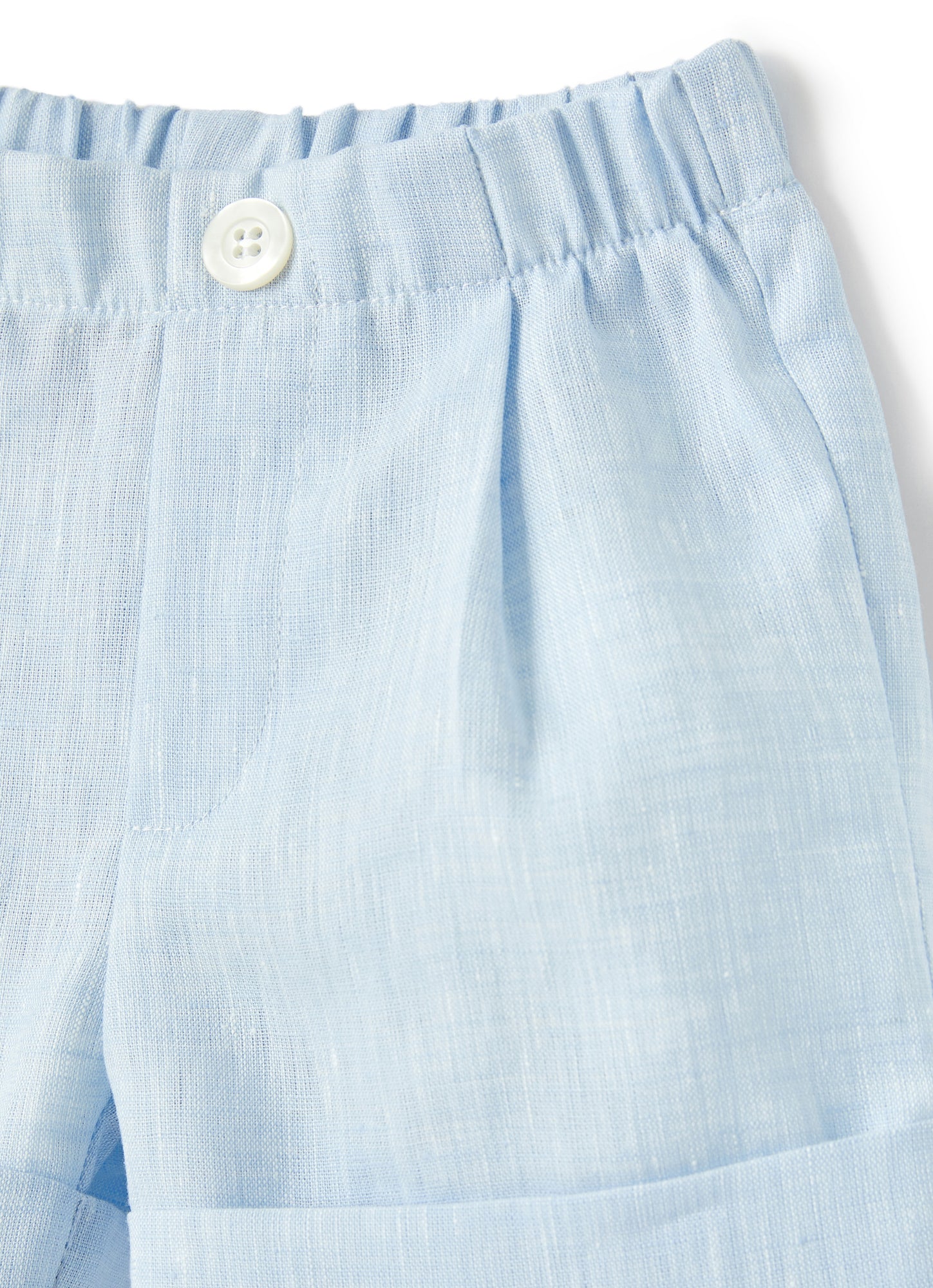 100% Linen Two-Piece Suit | White/Powder Blue
