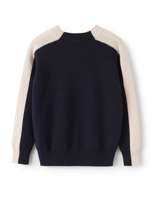 Sweater with Side Band | Blue/Milk