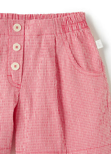Micro Vichy Bermuda Shorts | Rosso Carminio