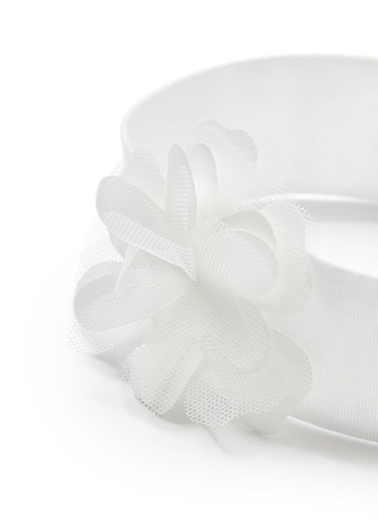 Baby Girl Headband with Flower | Milk/White