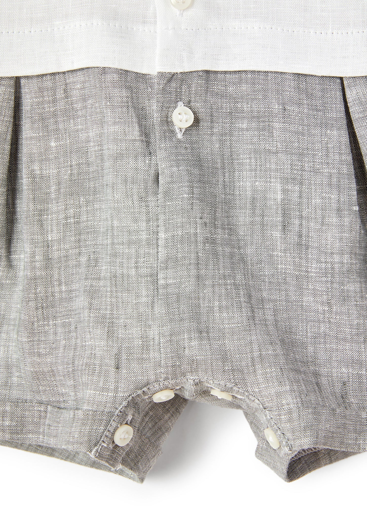 Two-Tone Linen Romper | White/Dark Grey