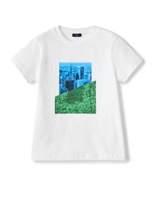 T-Shirt with Geometric Print | White
