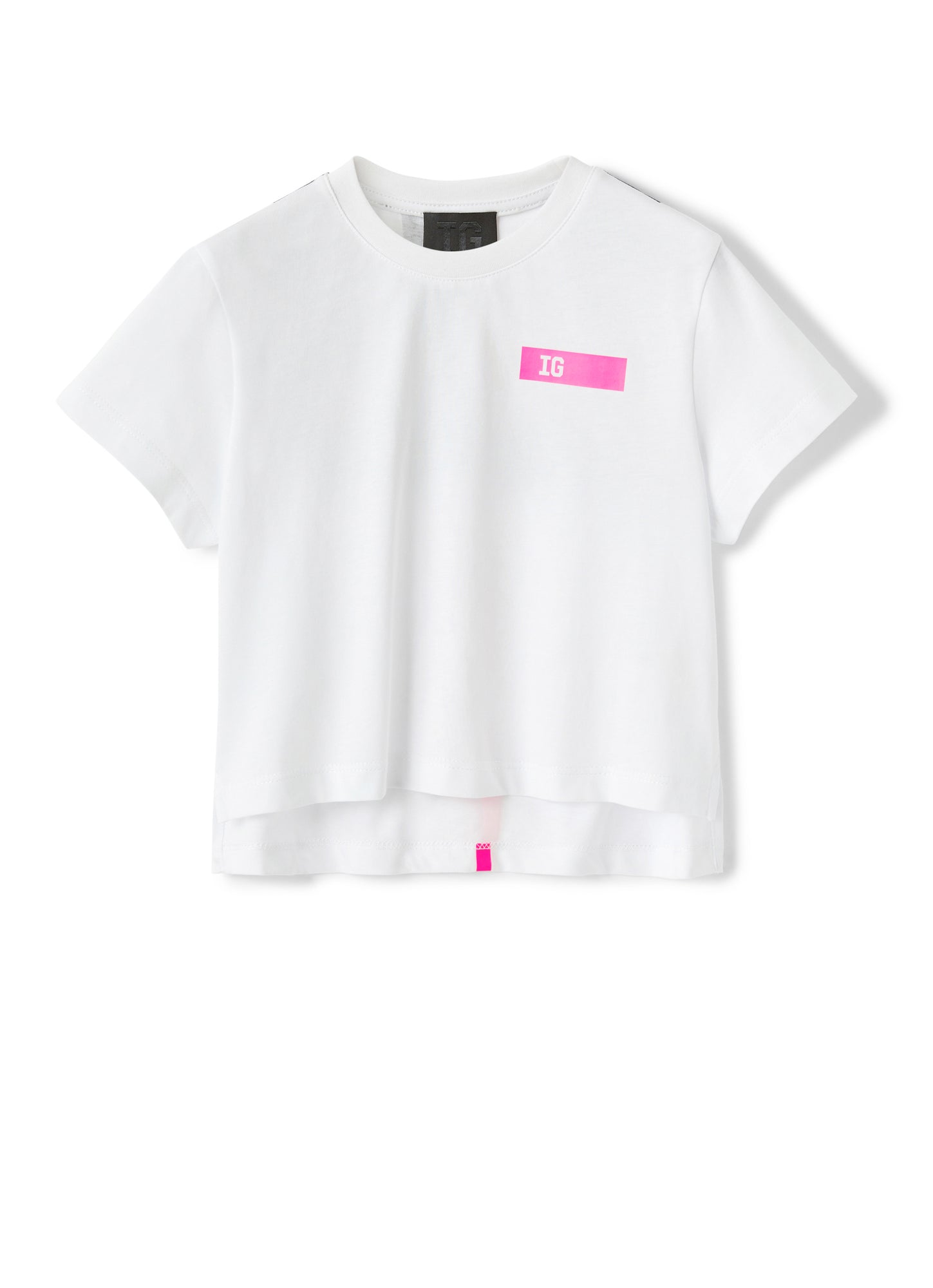 Boxy T-Shirt with Logo And Taping | White/Strawberry Red