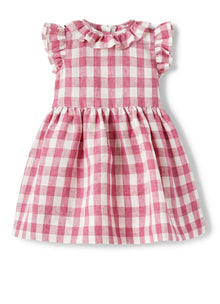 Maxi Check Linen Dress | Rosa Antico