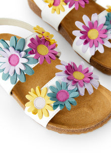 Sandals with MultiColor Flowers | White
