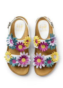 Sandals with MultiColor Flowers | White