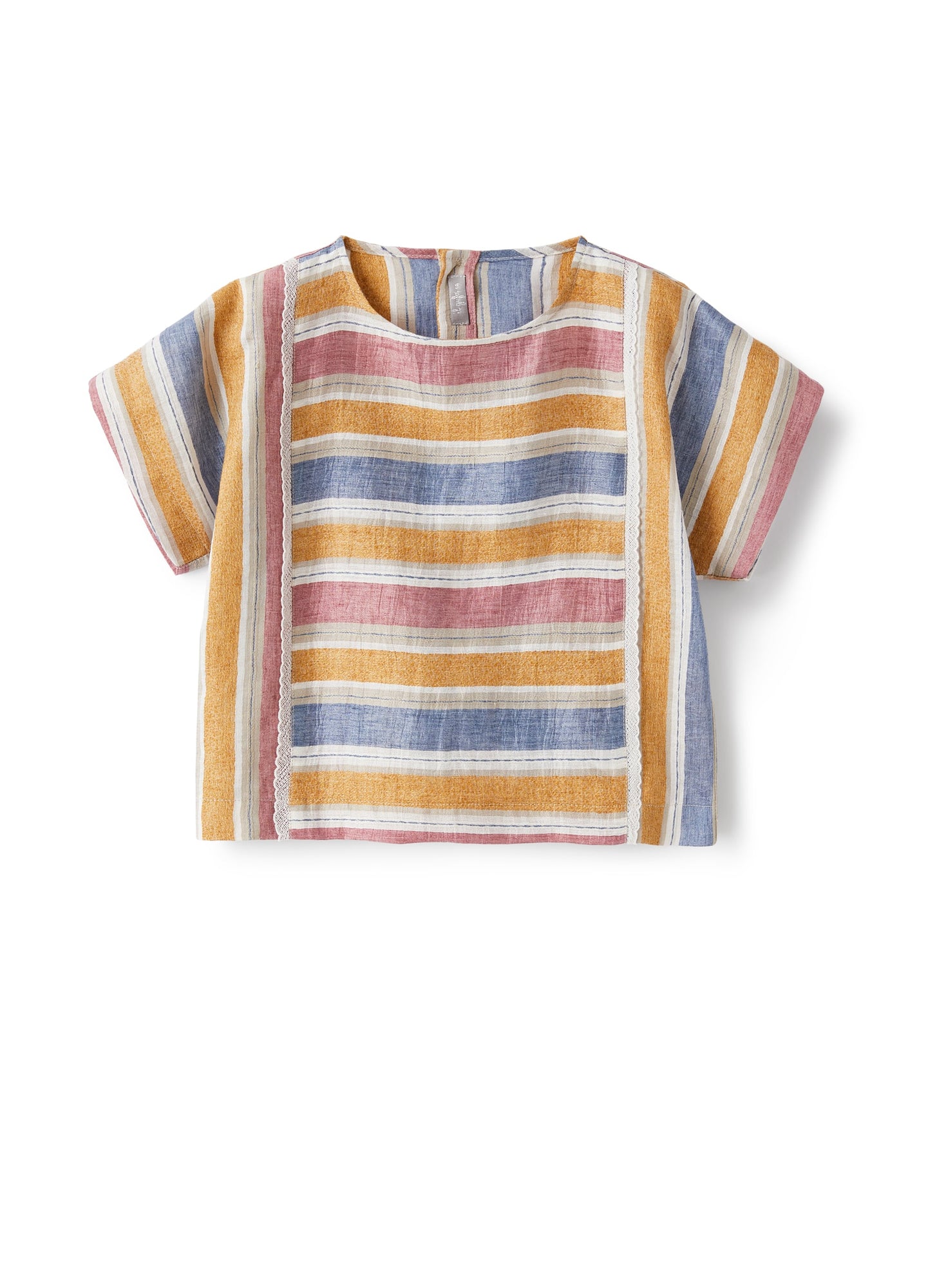 Boxy Linen Shirt with Multi-Colored Stripes | Amber
