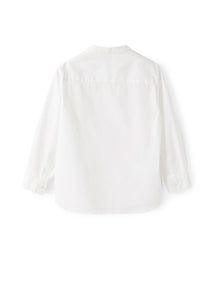 Mandarin-Collar Shirt in Poplin | White