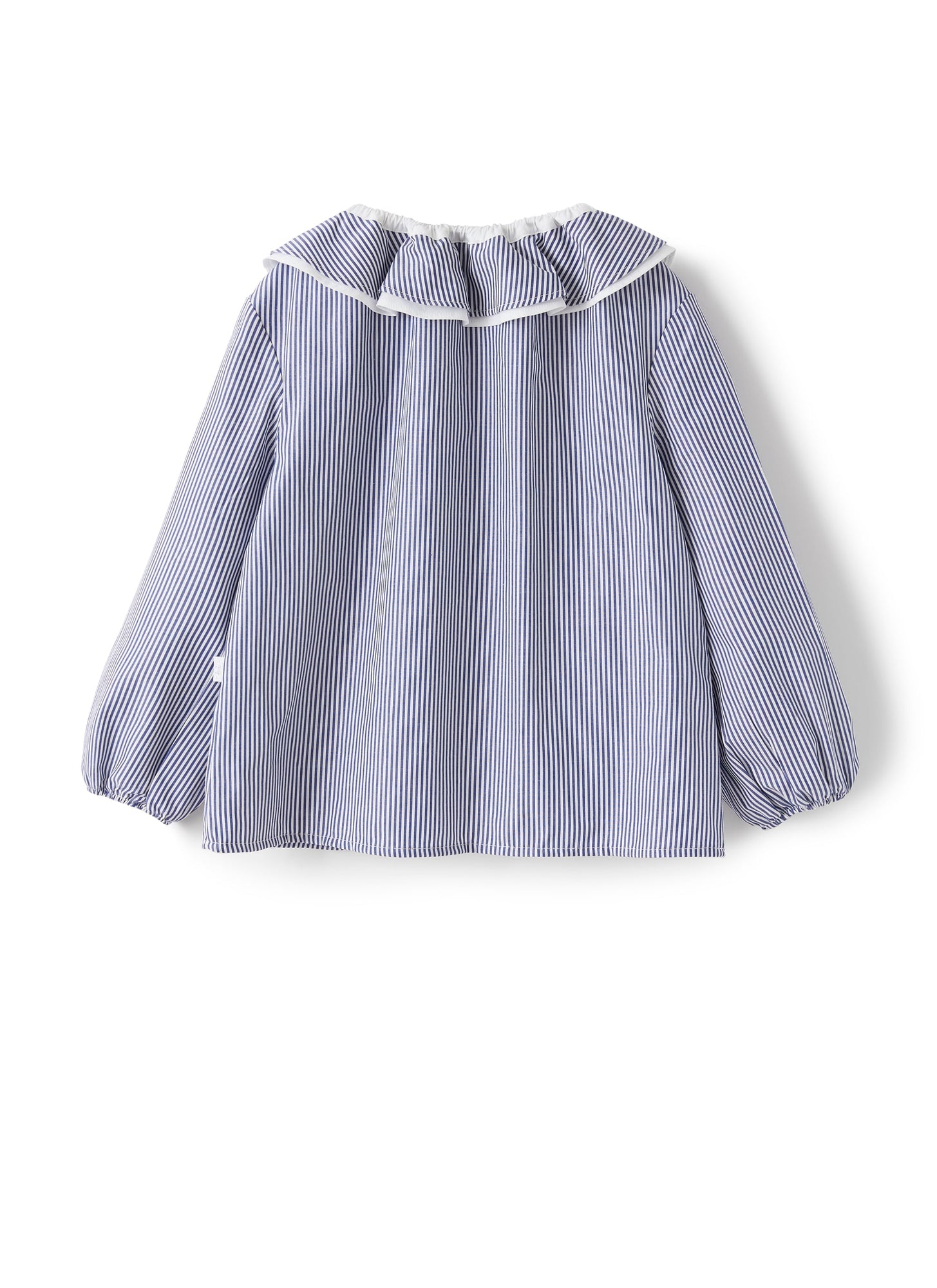 Striped Shirt with Ruffle Collar | Ocean Blue