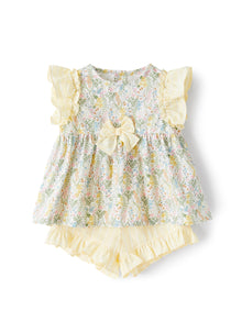 Baby Girls’ Two-Piece Set with A Floral Print | Smeraldo/Lime