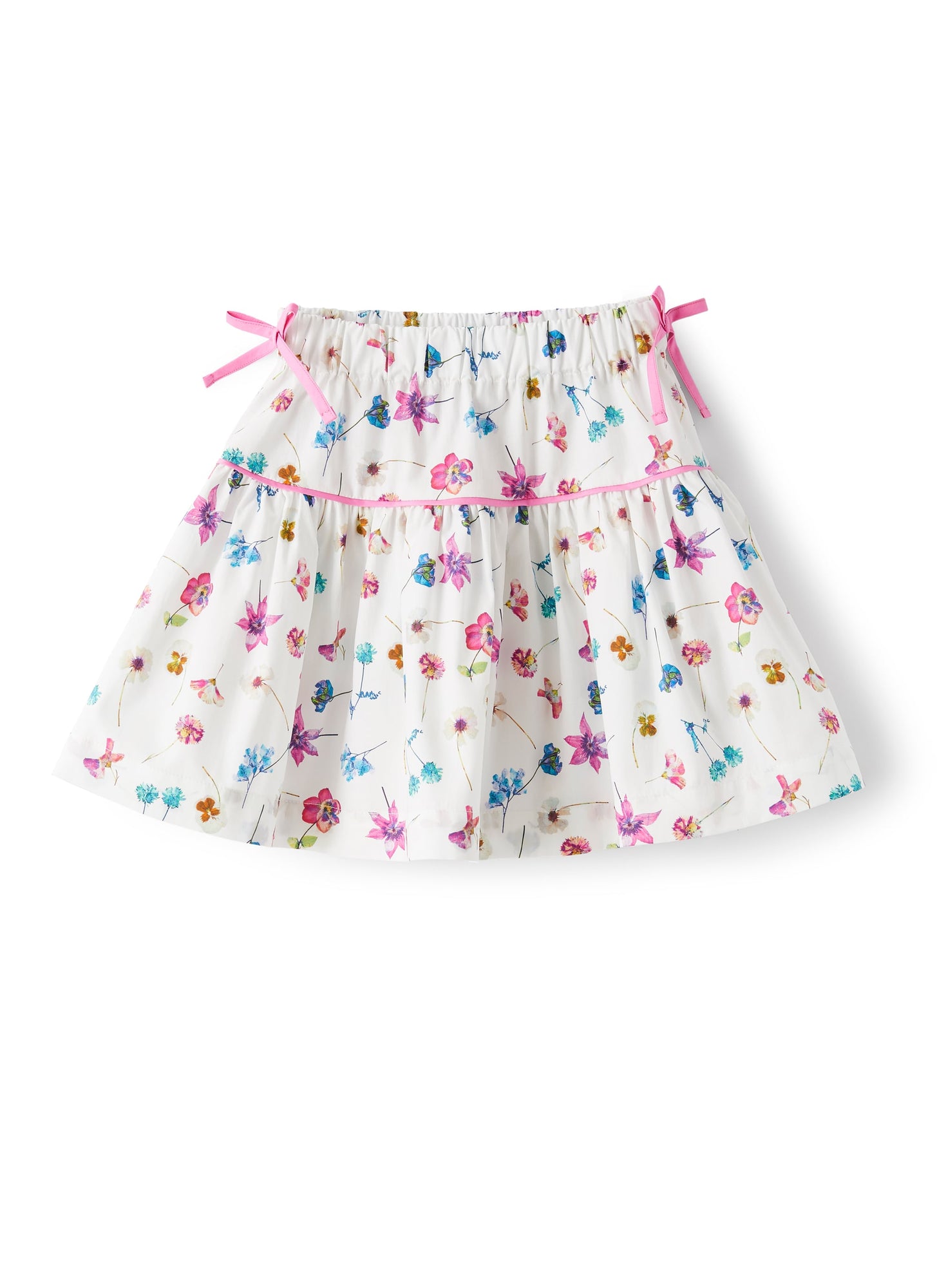 Cotton Skirt in An Exclusive Floral Print Design | White/Rosehip Pink