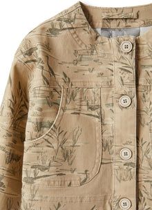 Canvas Jacket in An Exclusive Print | Dark Beige