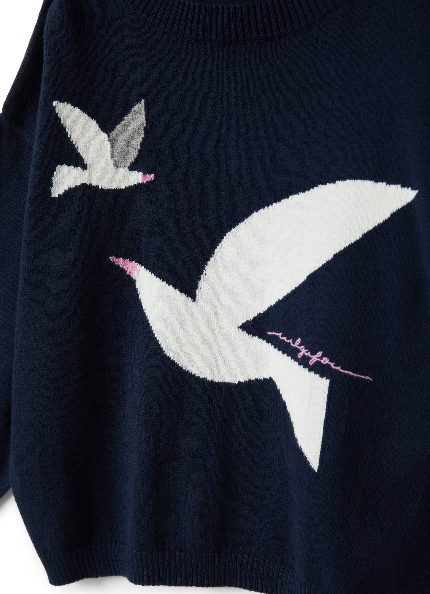Top in Organic Cotton with Seagulls | Blue/Rosa Canina