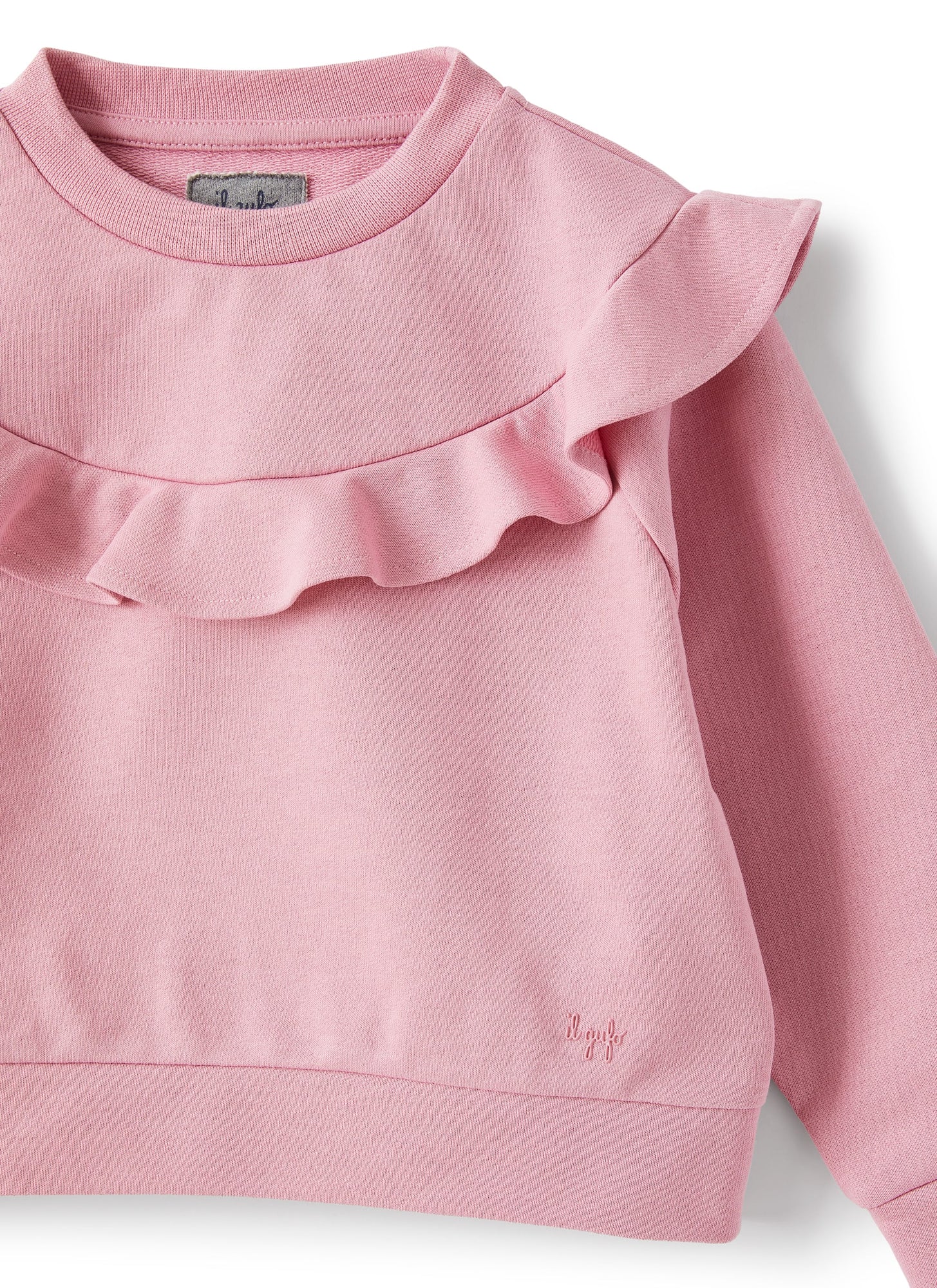 Sweatshirt in Cotton with Ruffle | Rose