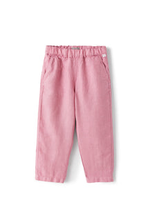 Long Drawstring Trousers in Linen | Rose