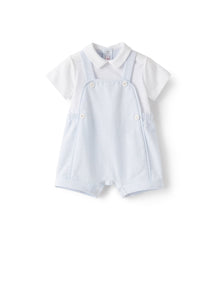 Romper Suit in Cotton Ottoman | White/Ice