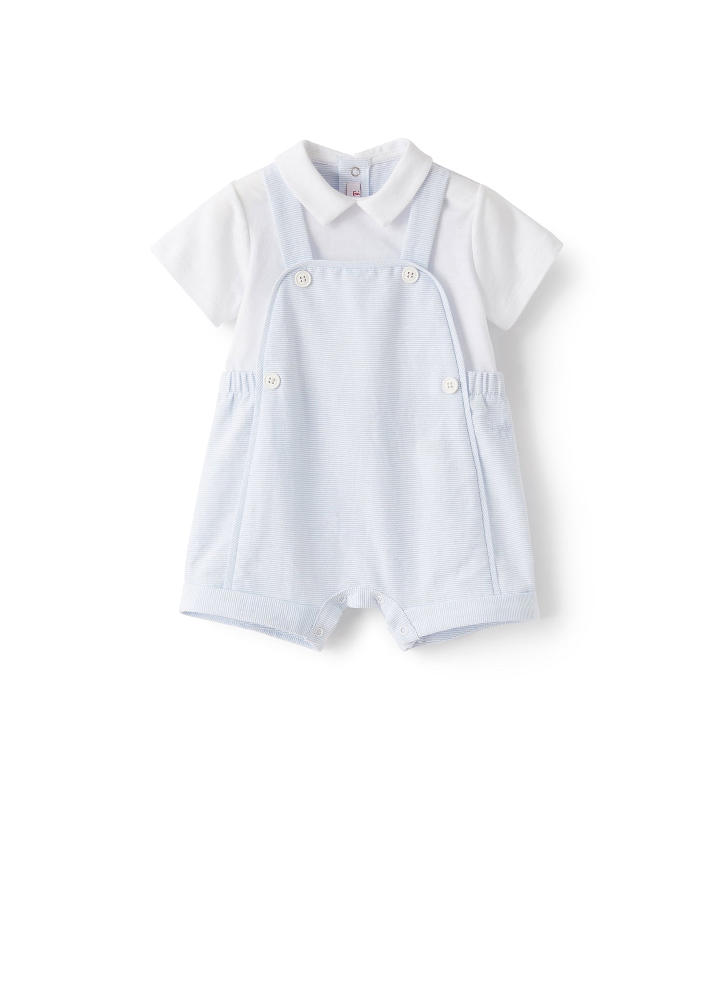 Romper Suit in Cotton Ottoman | White/Ice