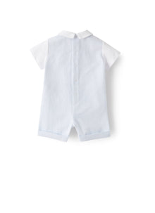 Romper Suit in Cotton Ottoman | White/Ice
