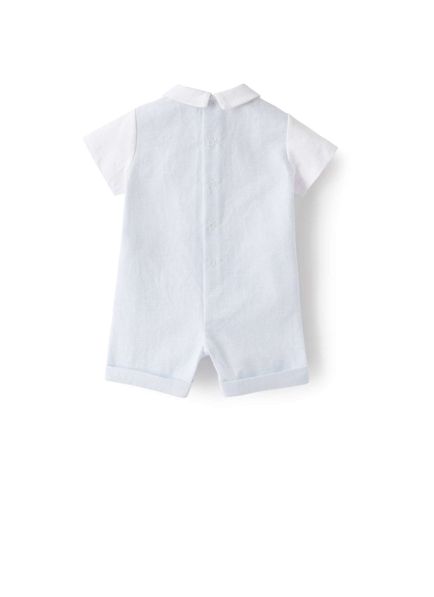 Romper Suit in Cotton Ottoman | White/Ice