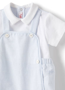 Romper Suit in Cotton Ottoman | White/Ice