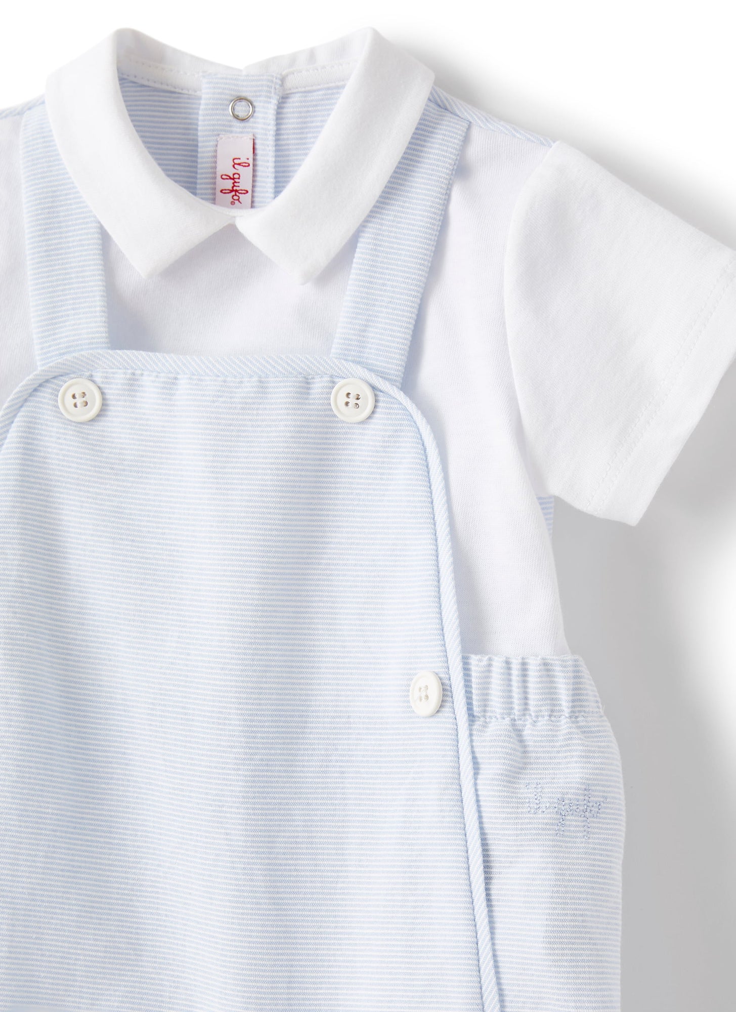 Romper Suit in Cotton Ottoman | White/Ice