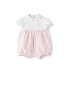 Romper Suit in Seersucker | White/Pink