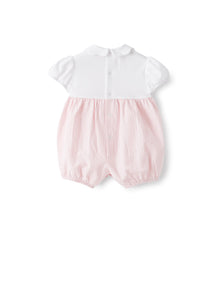Romper Suit in Seersucker | White/Pink