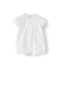 Romper Suit in Textured Cotton | White/White