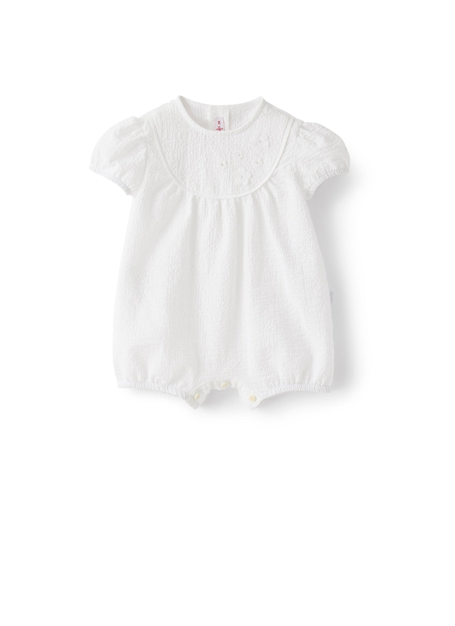 Romper Suit in Textured Cotton | White/White