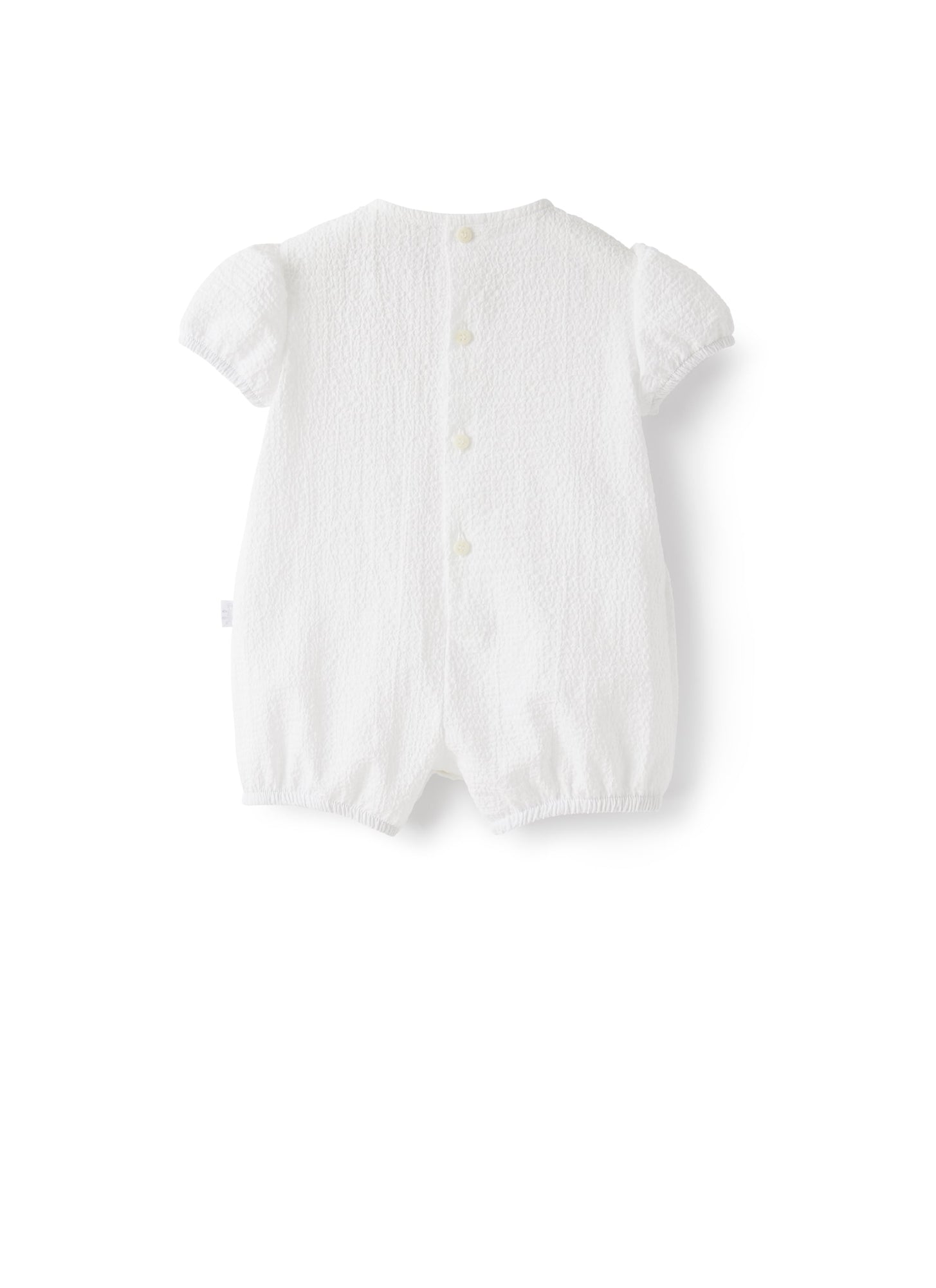 Romper Suit in Textured Cotton | White/White
