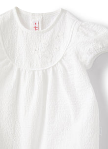 Romper Suit in Textured Cotton | White/White